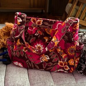 Vera Bradley Red and Brown Floral Tote